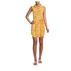 Juniors Floral Collared Shirt Dress M (7-9)